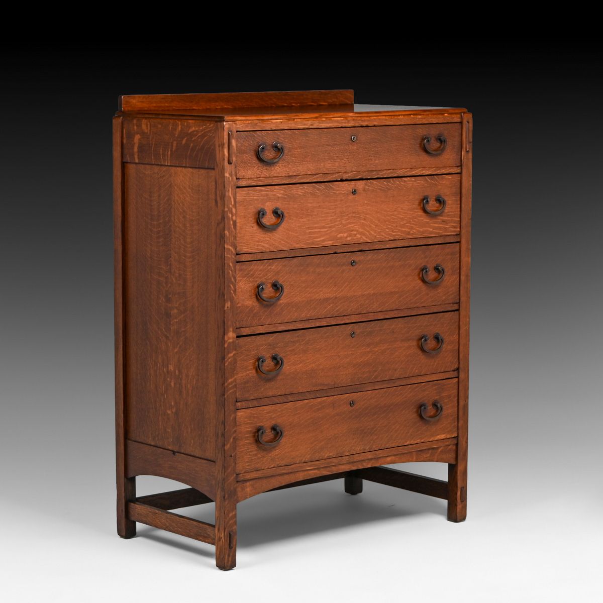 Limbert Tall Five-Drawer Dresser c1910.