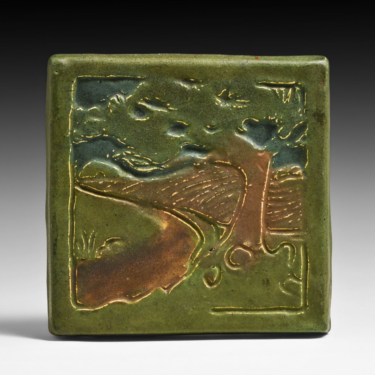 Early Minneapolis Handicraft Guild - Ernest Batchelder Design Monterey Cypress Tile c1905-1909