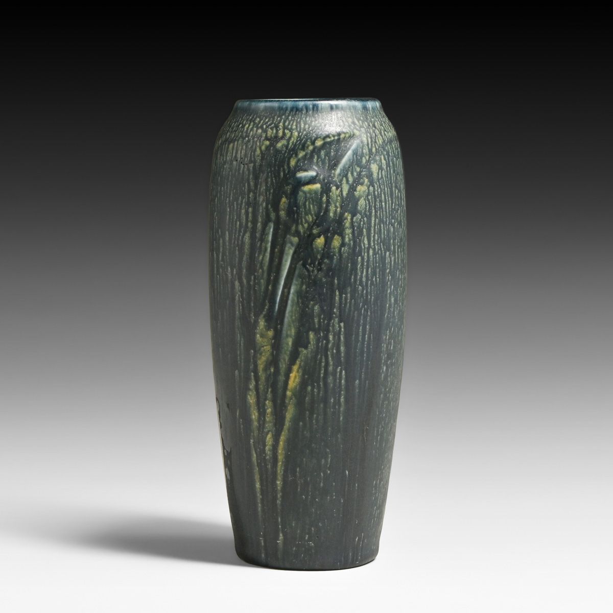 Rookwood Pottery #2114 Dark Matte Blue Daffodil Vase c1910s