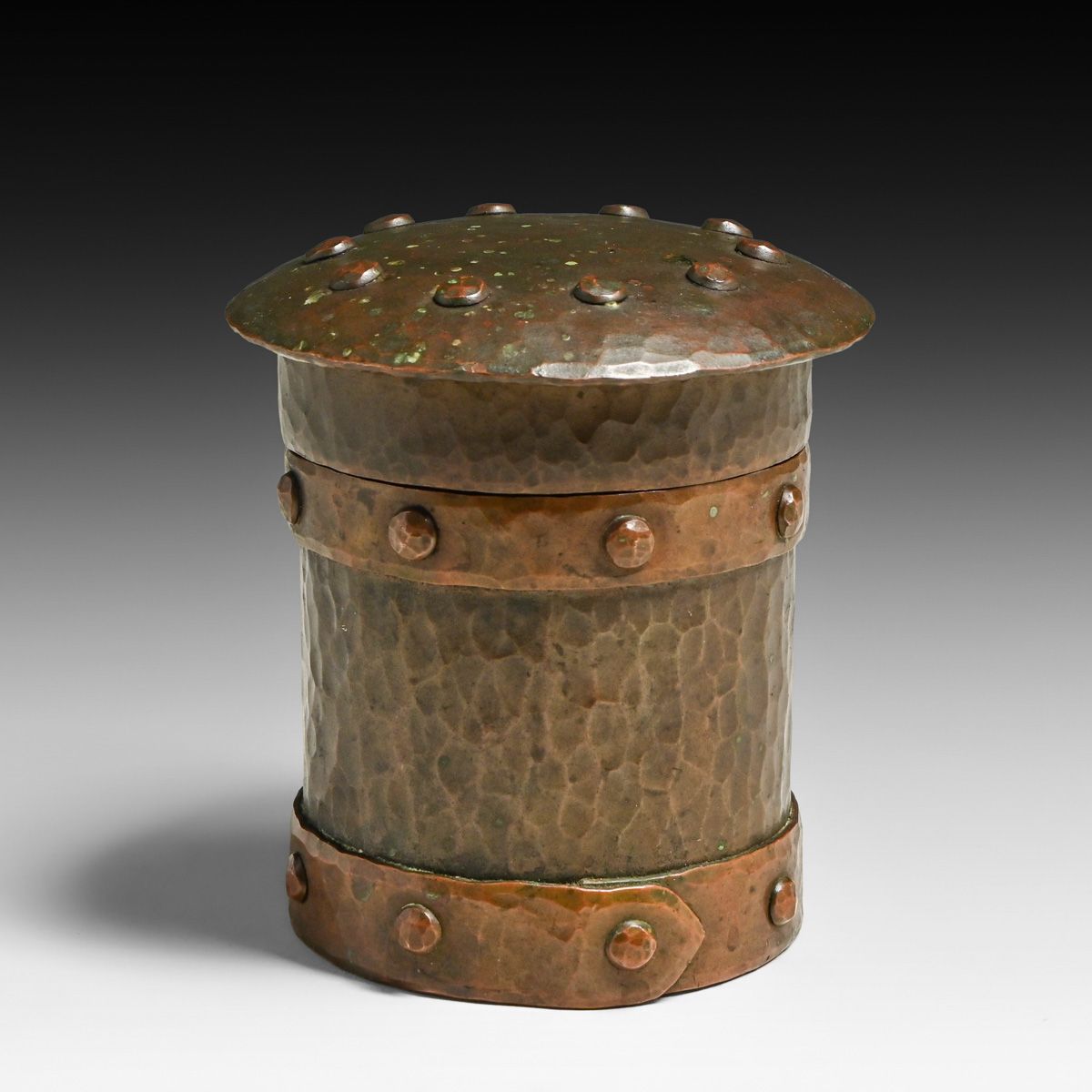 Frederick Fifield (1874-1956) Hammered Copper Riveted Canister 1938