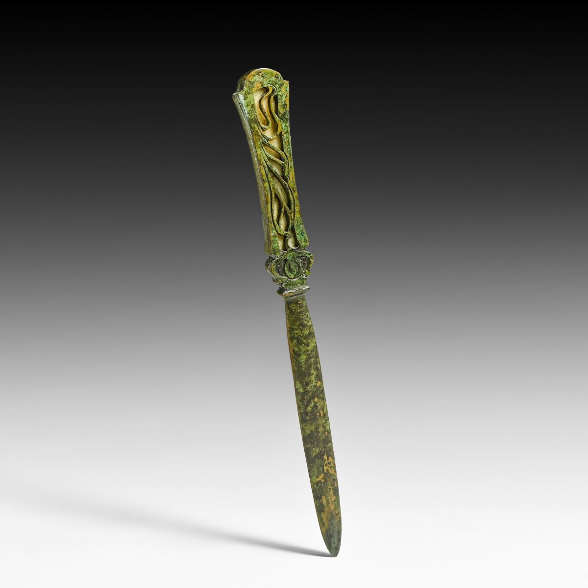 Bradley & Hubbard Bonze Overlay & Inset Glass Letter Opener c1920