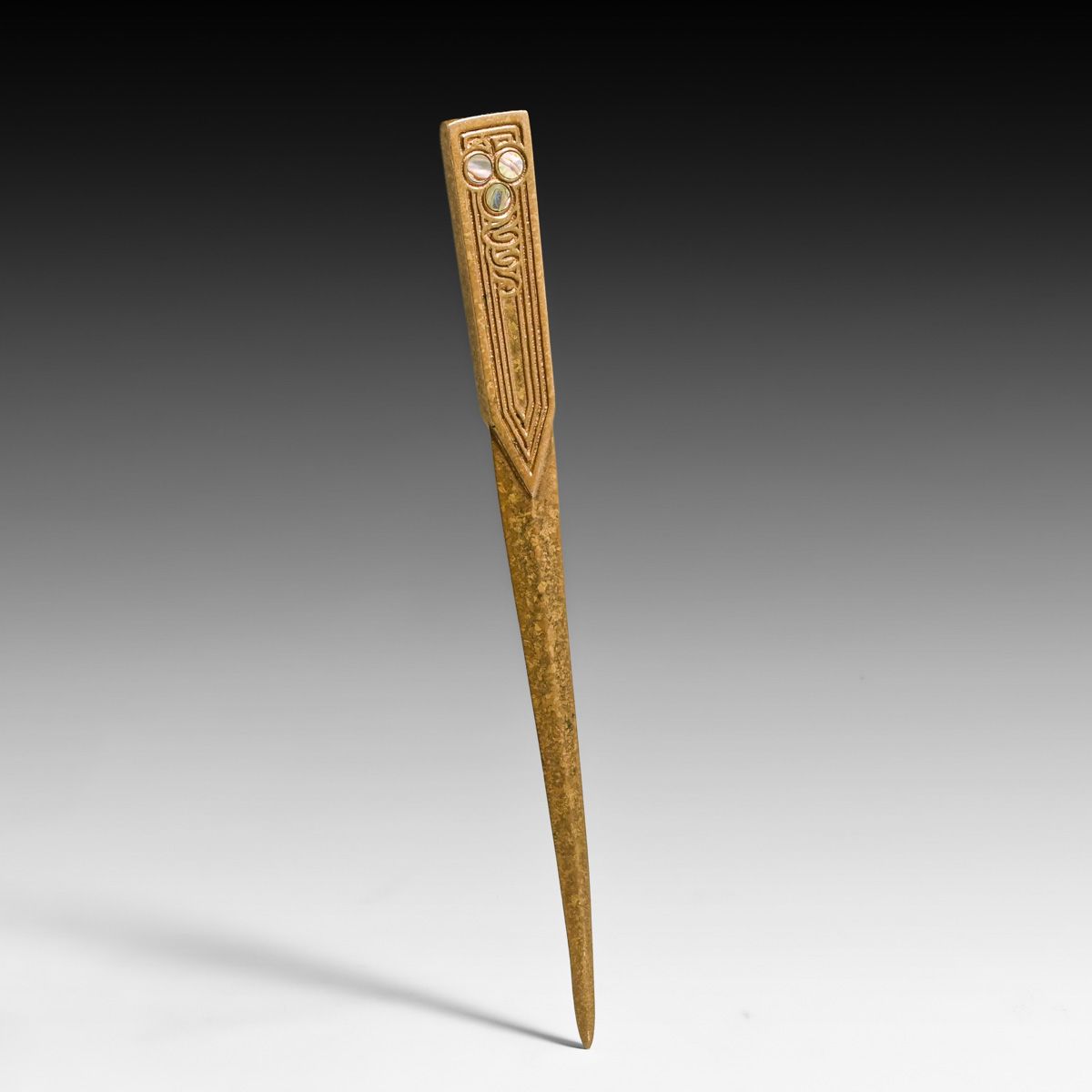 Tiffany Studios #1163 Bronze Dore & Abalone Paper Knife c1910