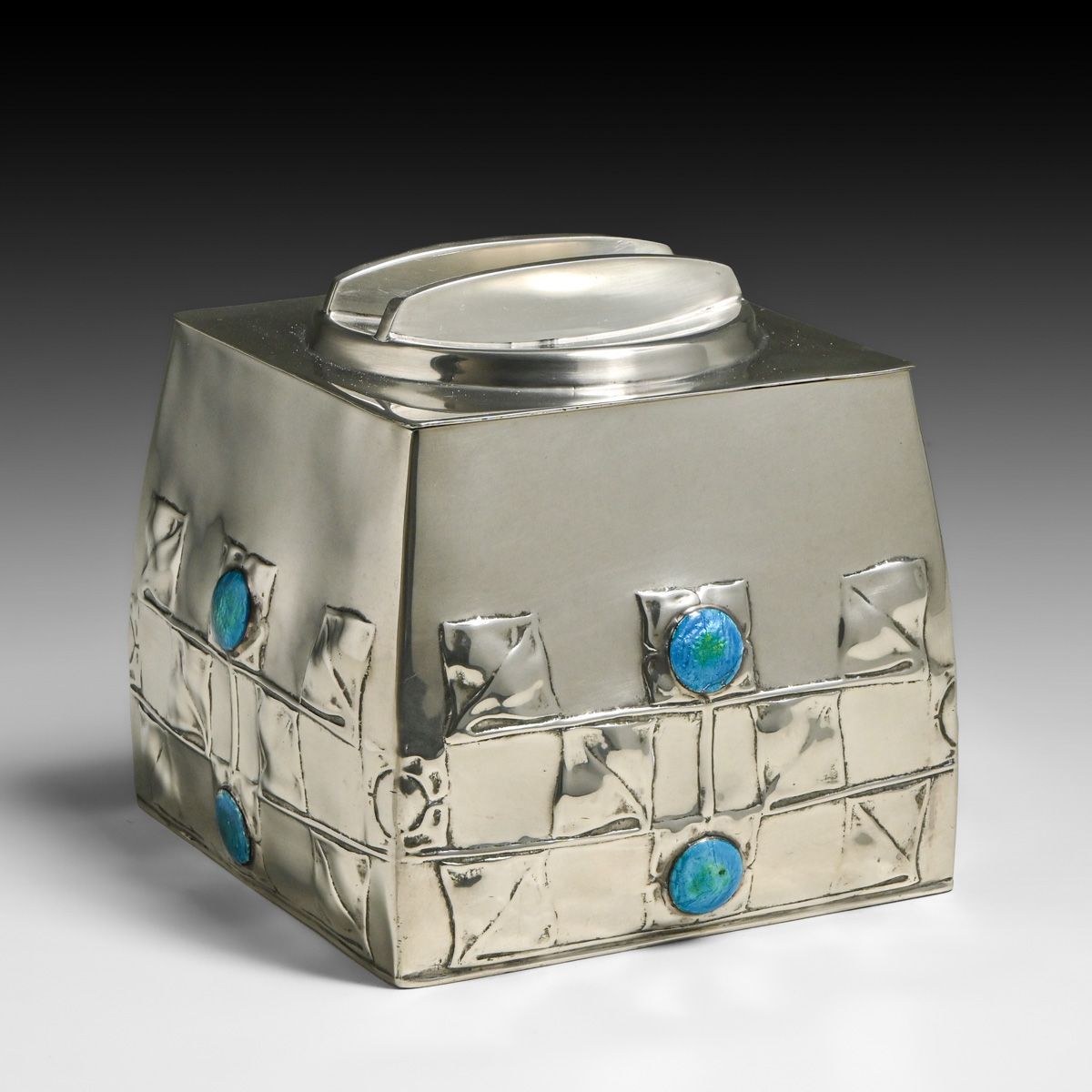 Liberty & Co #0194 Archibald Knox Pewter & Enamel Box c1900