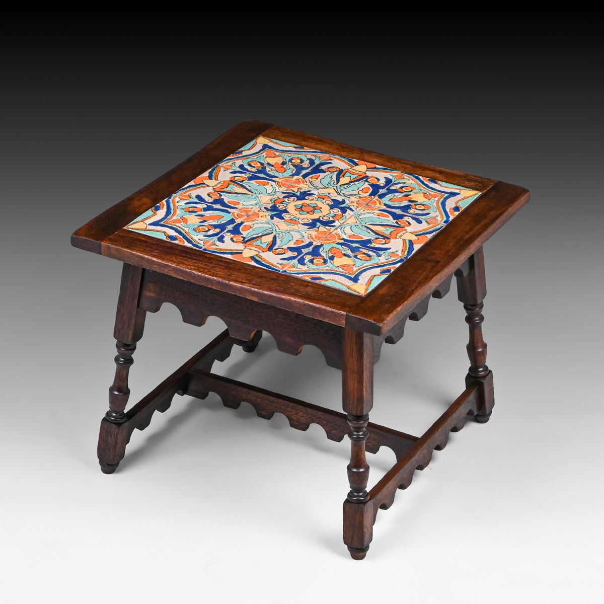 Tudor Tile Co - Los Angeles Hispano-Moresque Floral Tile-Top Table c1930s