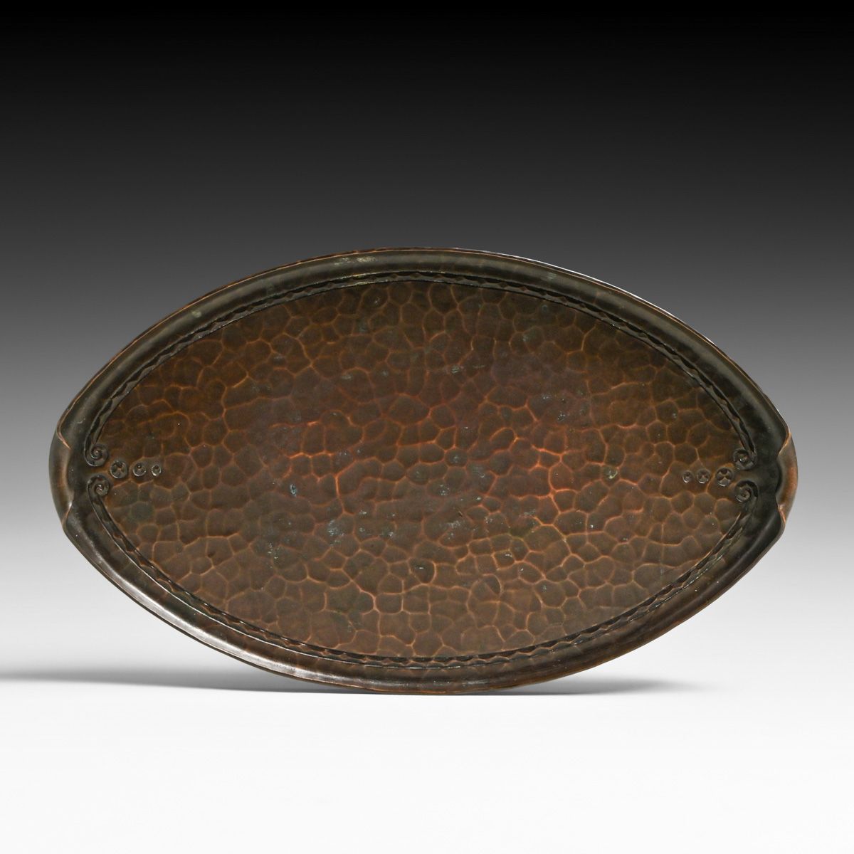 Roycroft Hammered Copper Oval Tray c1915