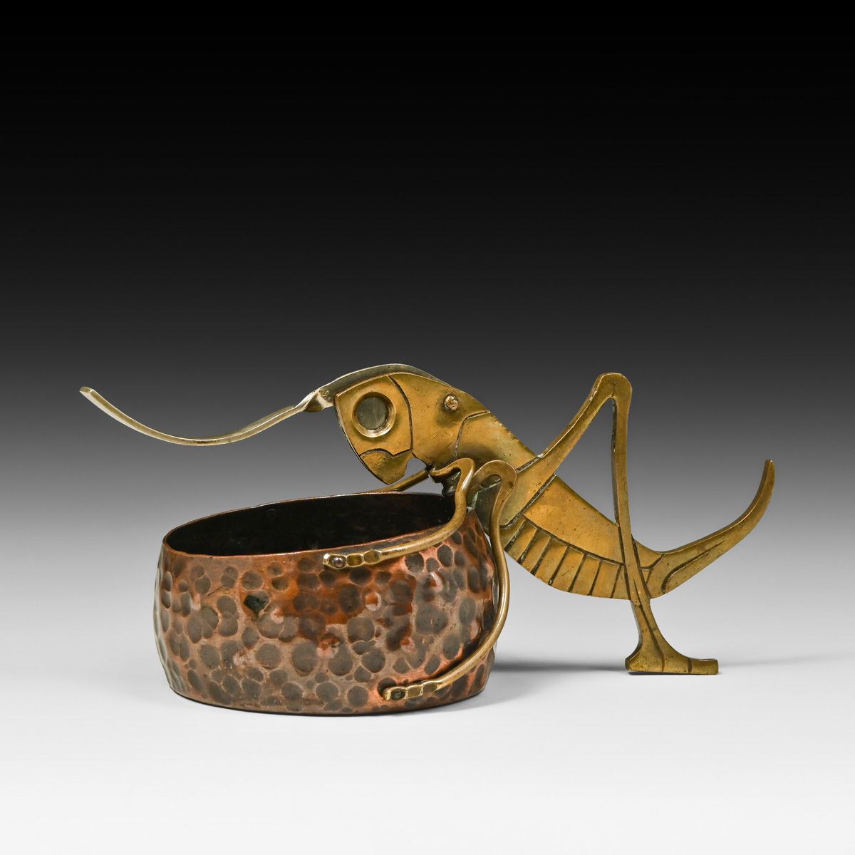 Ignatius Taschner (1871-1913) German Hammered Copper & Brass Grasshopper Cigar Cutter c1905