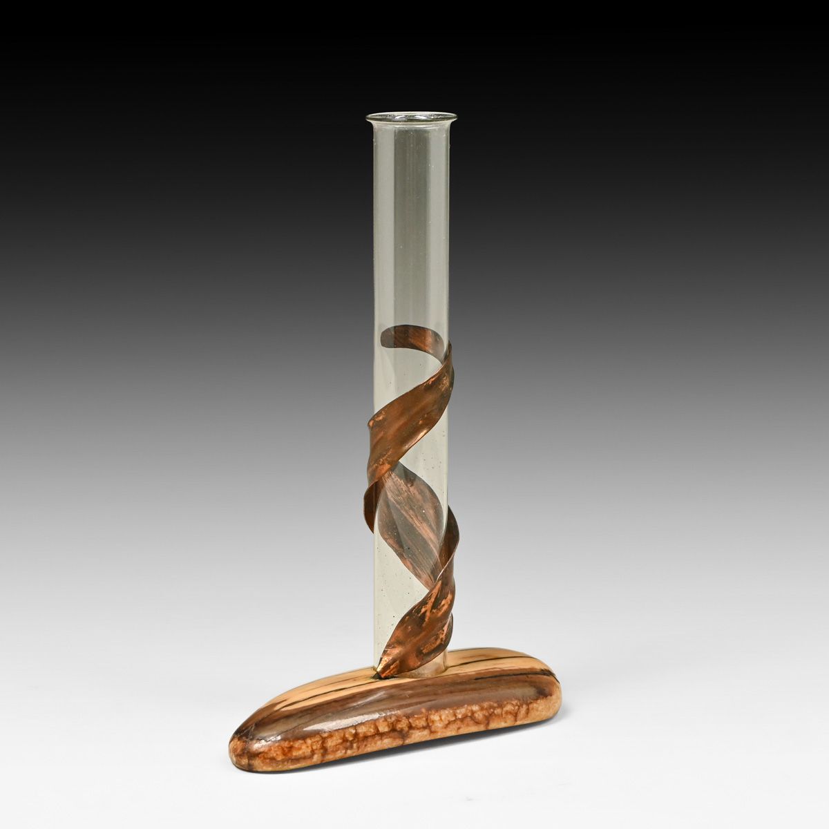 Albert Berry - Seattle Hammered Copper & Fossilized Walrus Bud Vase c1920s.
