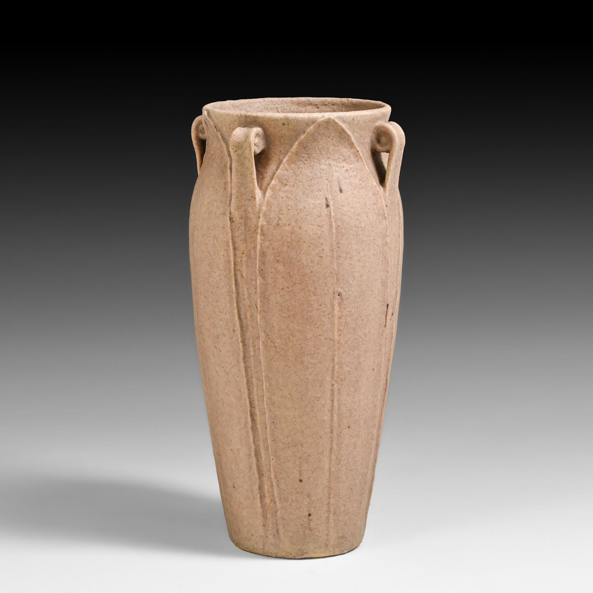 Grueby Pottery Matte Pink Five-Handle Vase c1905