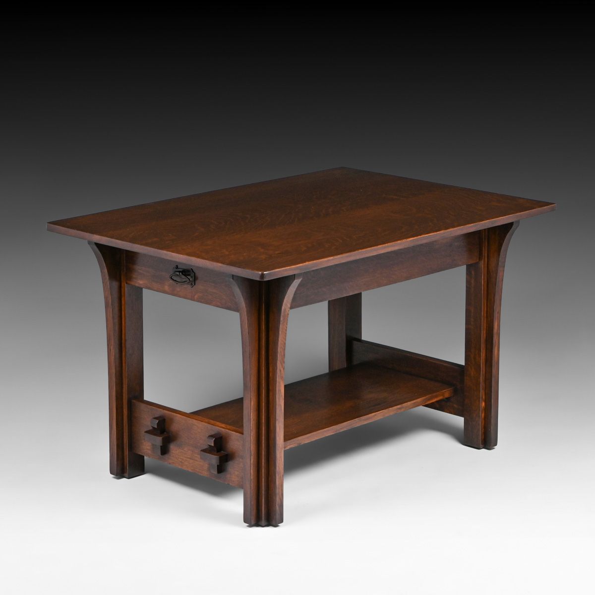 Limbert Two-Drawer Long Corbels Library Table c1910