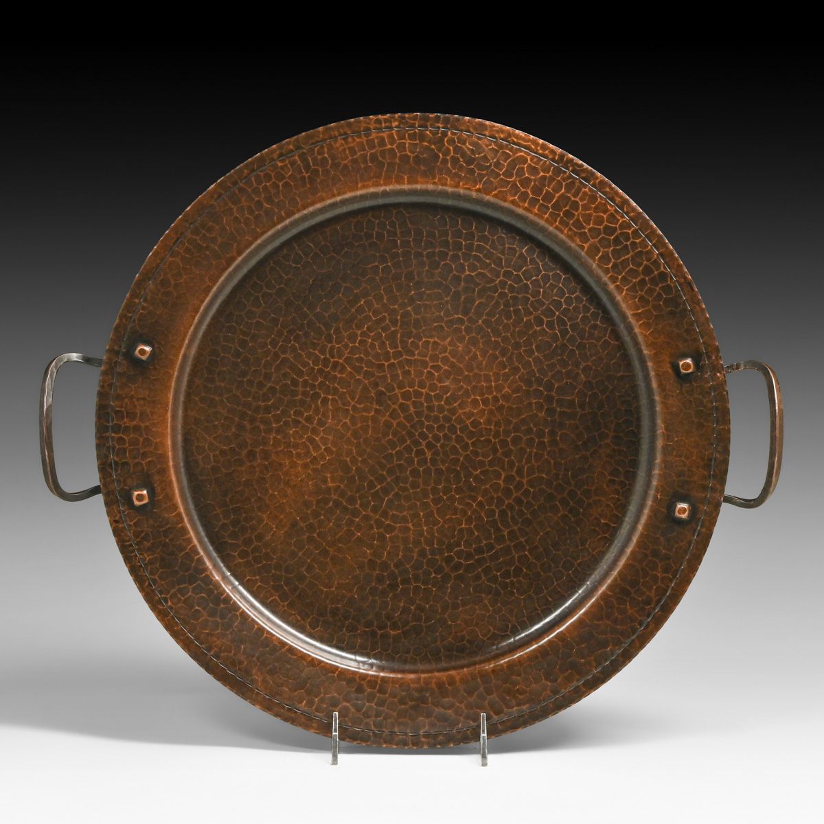 Roycroft Hammered Copper Two-Handled Tray c1920s