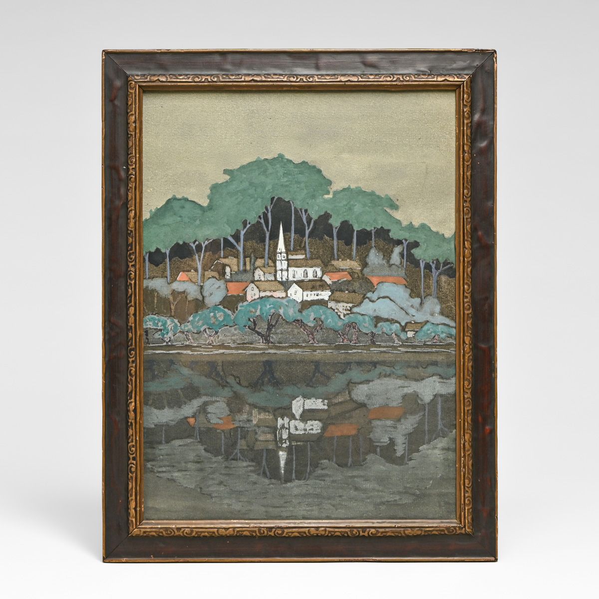Provincetown Harbor Pilgrim Monument Watercolor c1920s