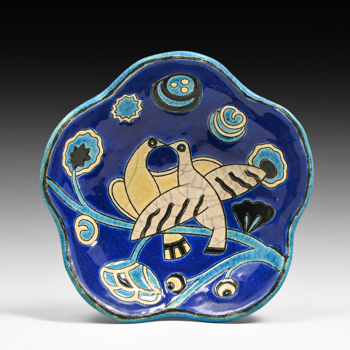 Longwy Atelier Primavera Bird Dish c1925