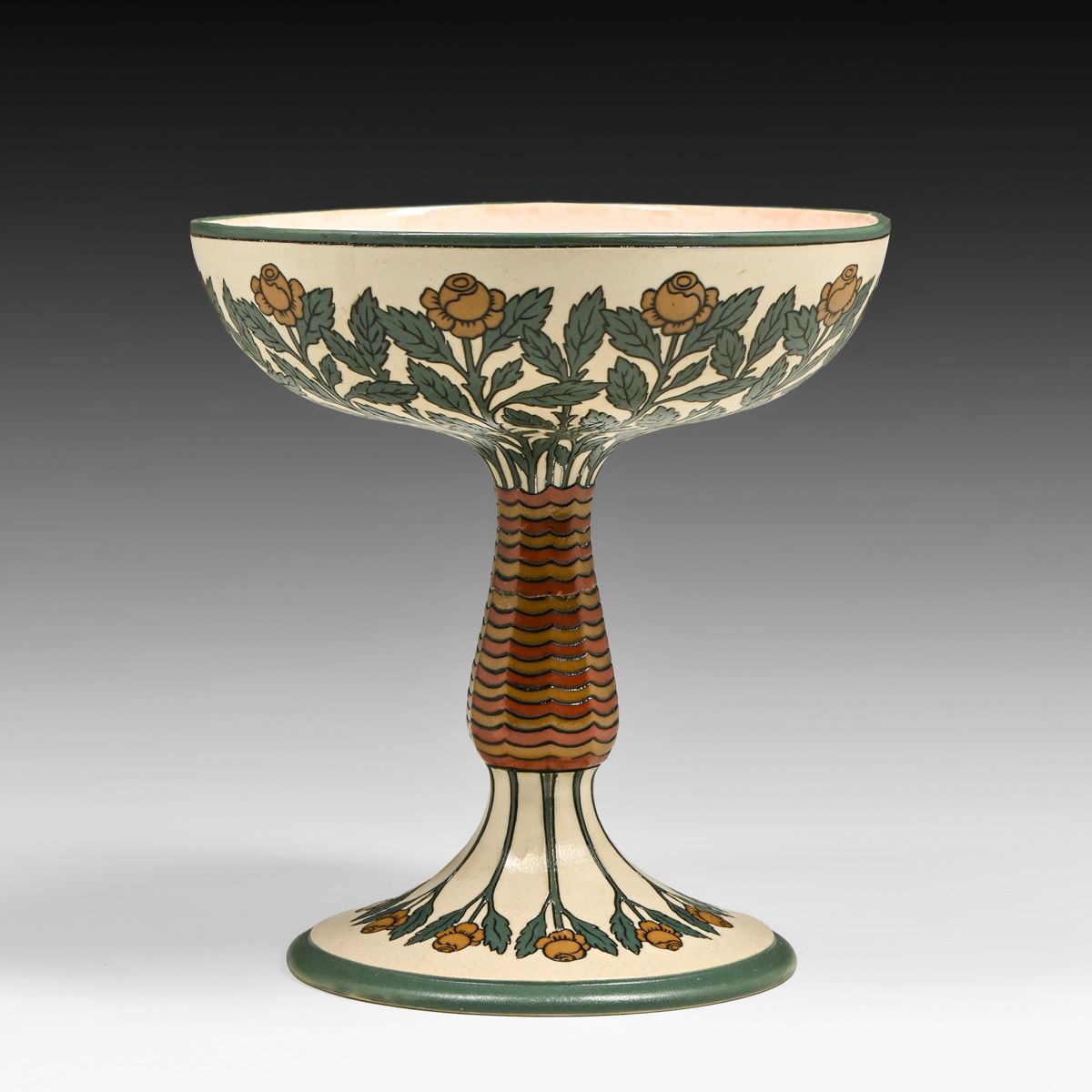 Mettlach Jugendstil Etched Rose Tazza Compote c1905