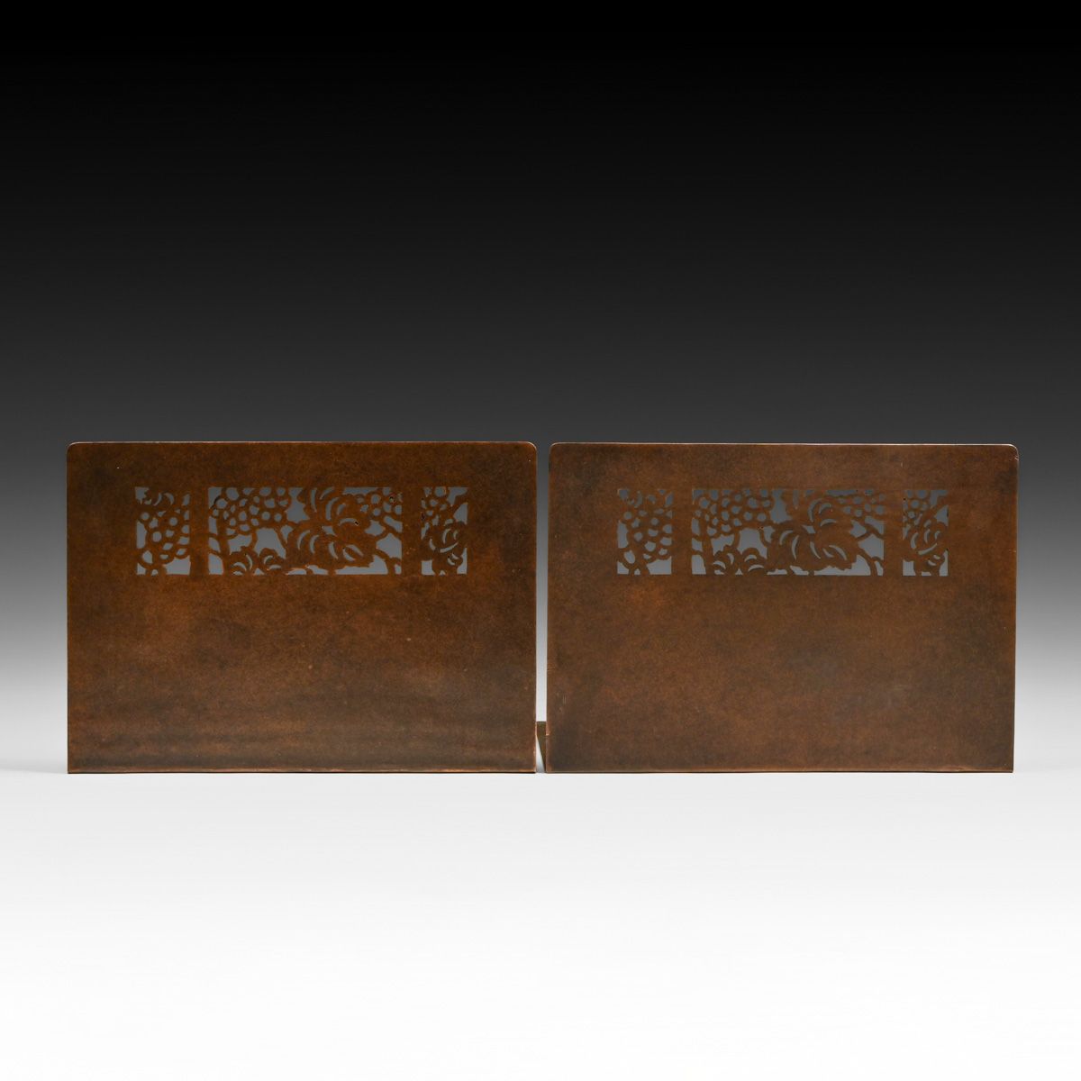 Minneapolis Handicraft Guild Grapevine Motif Cutout Copper Bookends c1910