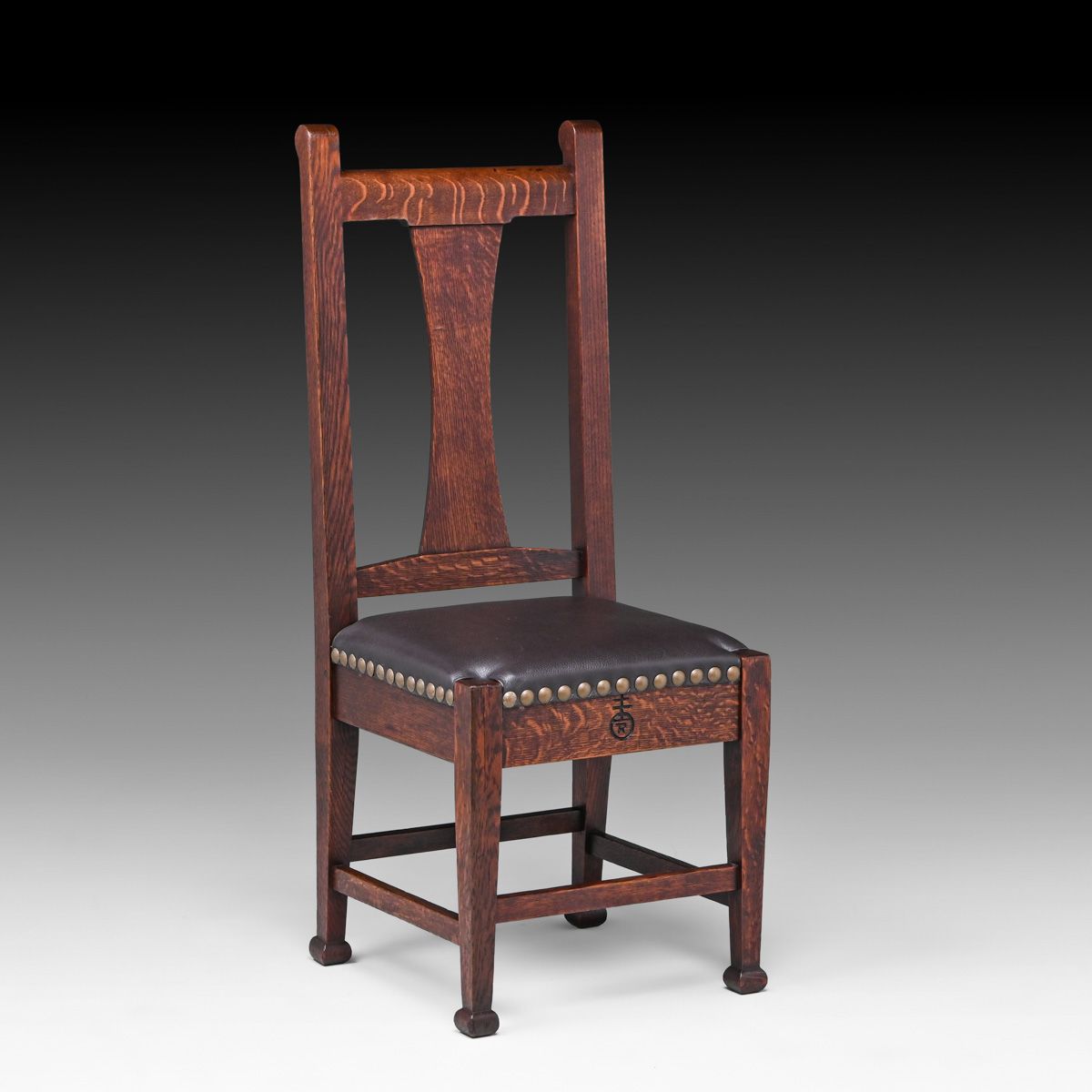 Roycroft #030 Tall Corsetback Oak Side Chair c1910