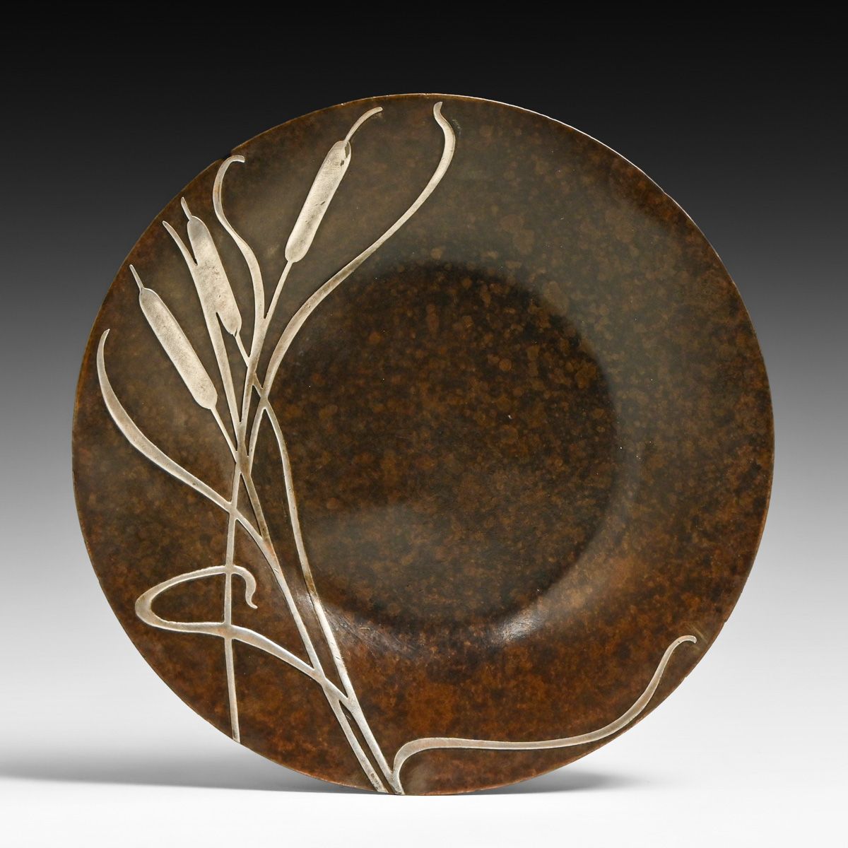 Early Heintz Sterling on Bronze Cattail Overlay c1912