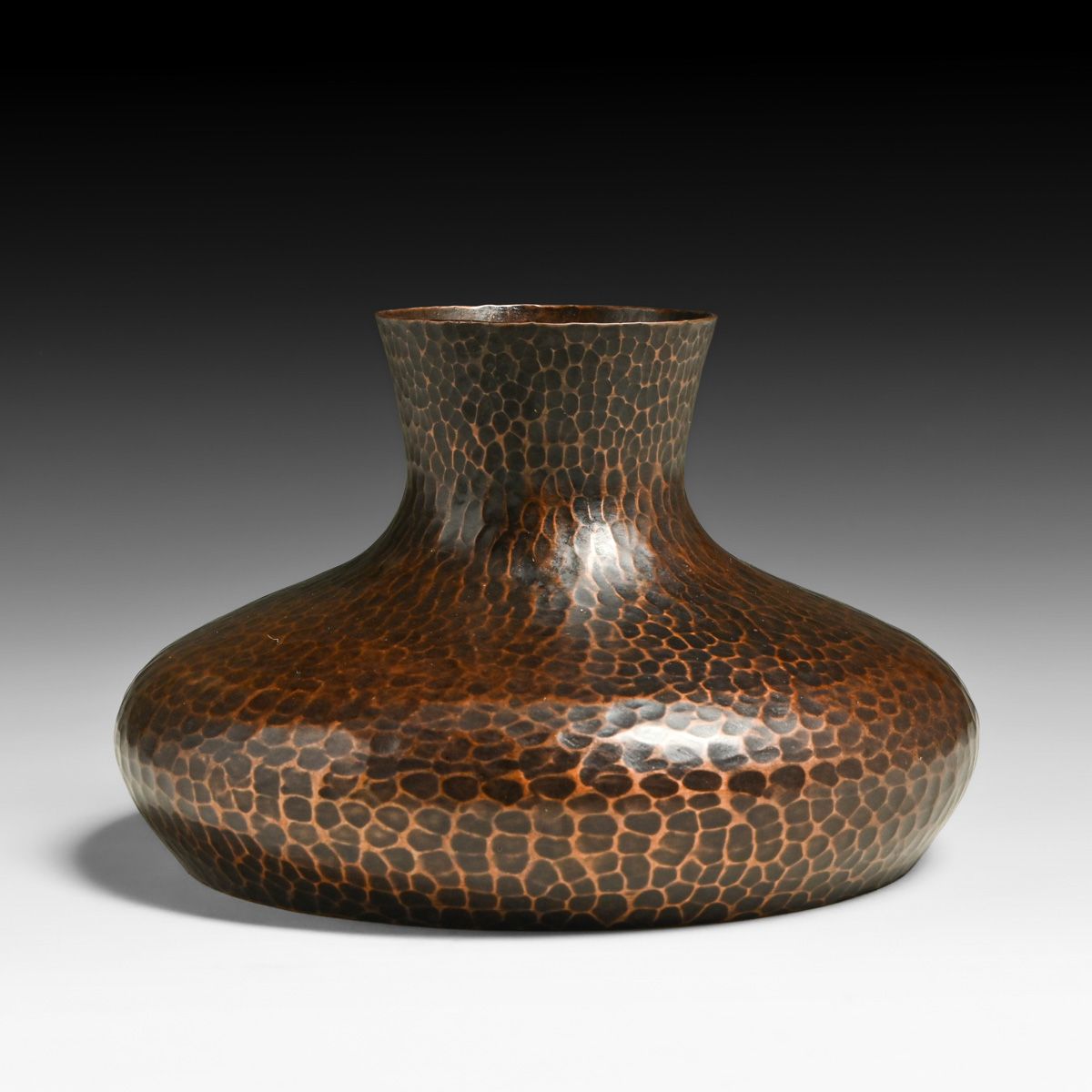 Roycroft Hammered Copper Squat Vase c1920s
