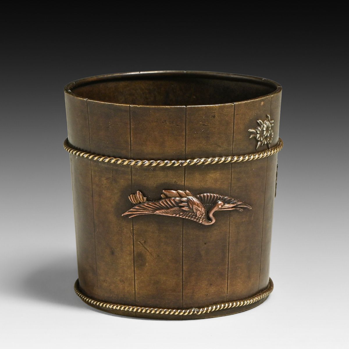 Aesthetic Movement Japanese Meiji Period Mixed-Metal Bronze Match Holder & Striker c1890s