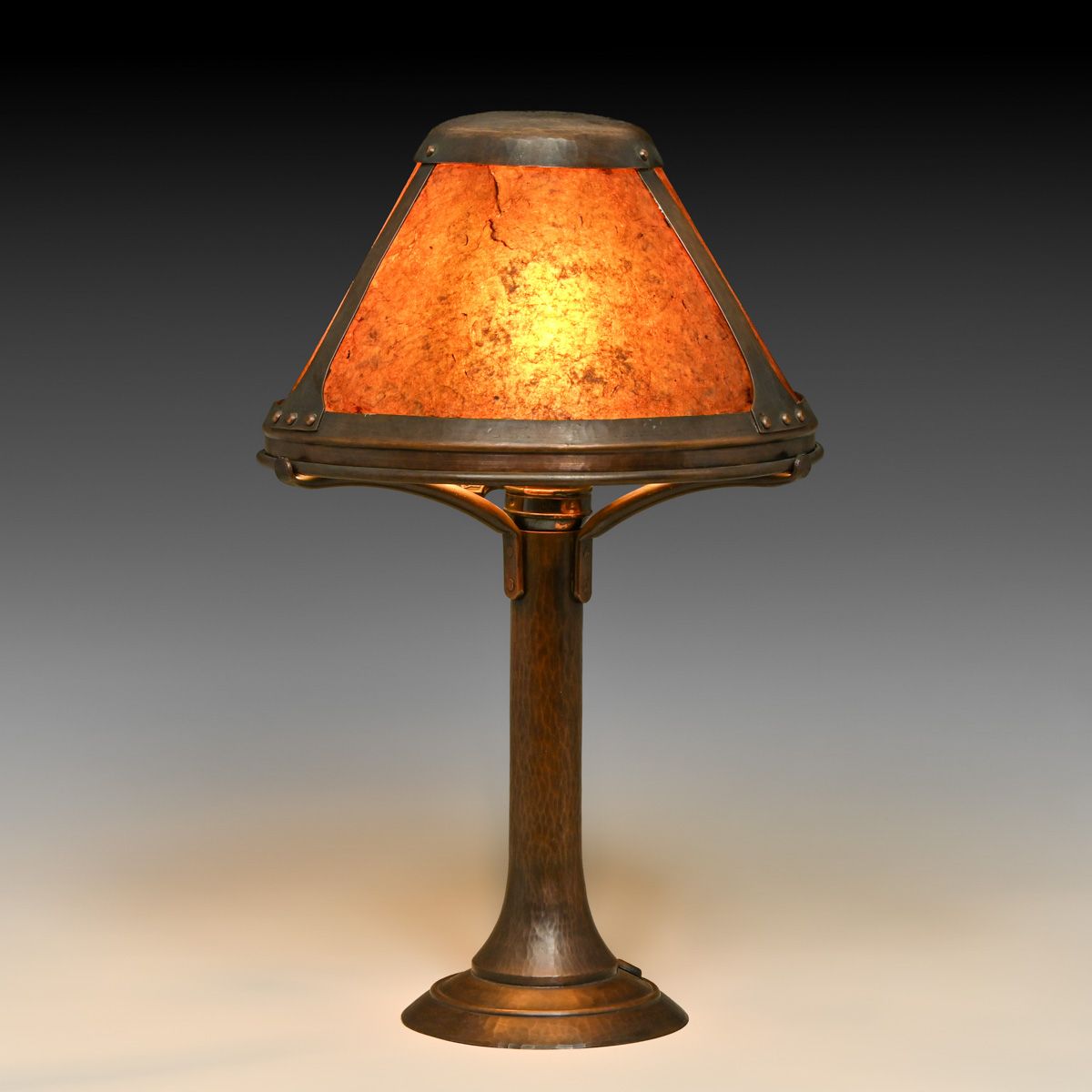Important Dirk van Erp 16" Hammered Copper Candlestick Lamp 1977