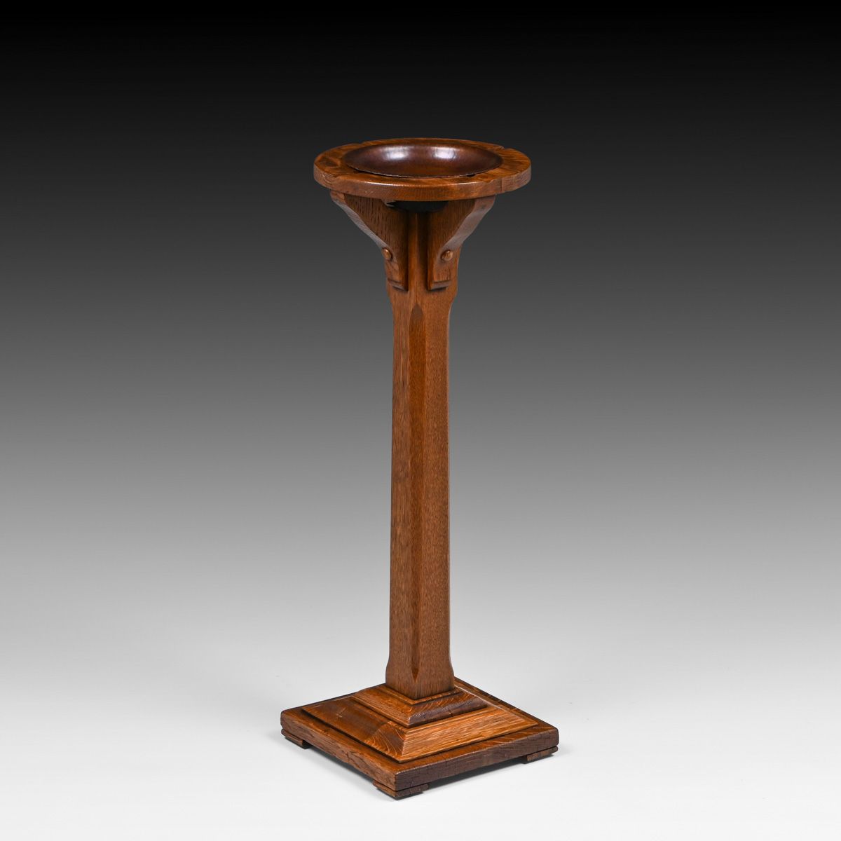 Stickley Brothers Oak Standing Ashtray c1910