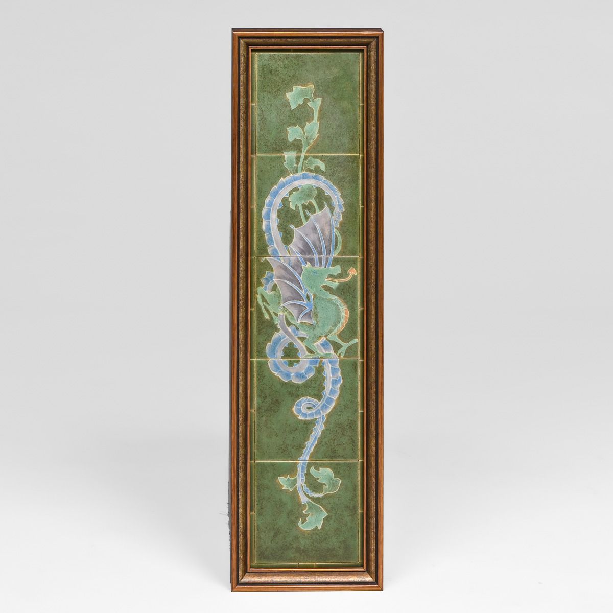 American Encaustic Tiling Company (AETCO) - Zanesville, Ohio "Winding Dragon" Five-Tile Frieze Panel c1905