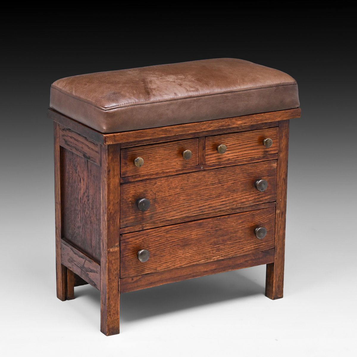 Arts & Crafts Oak Child's Dresser - Footstool c1910