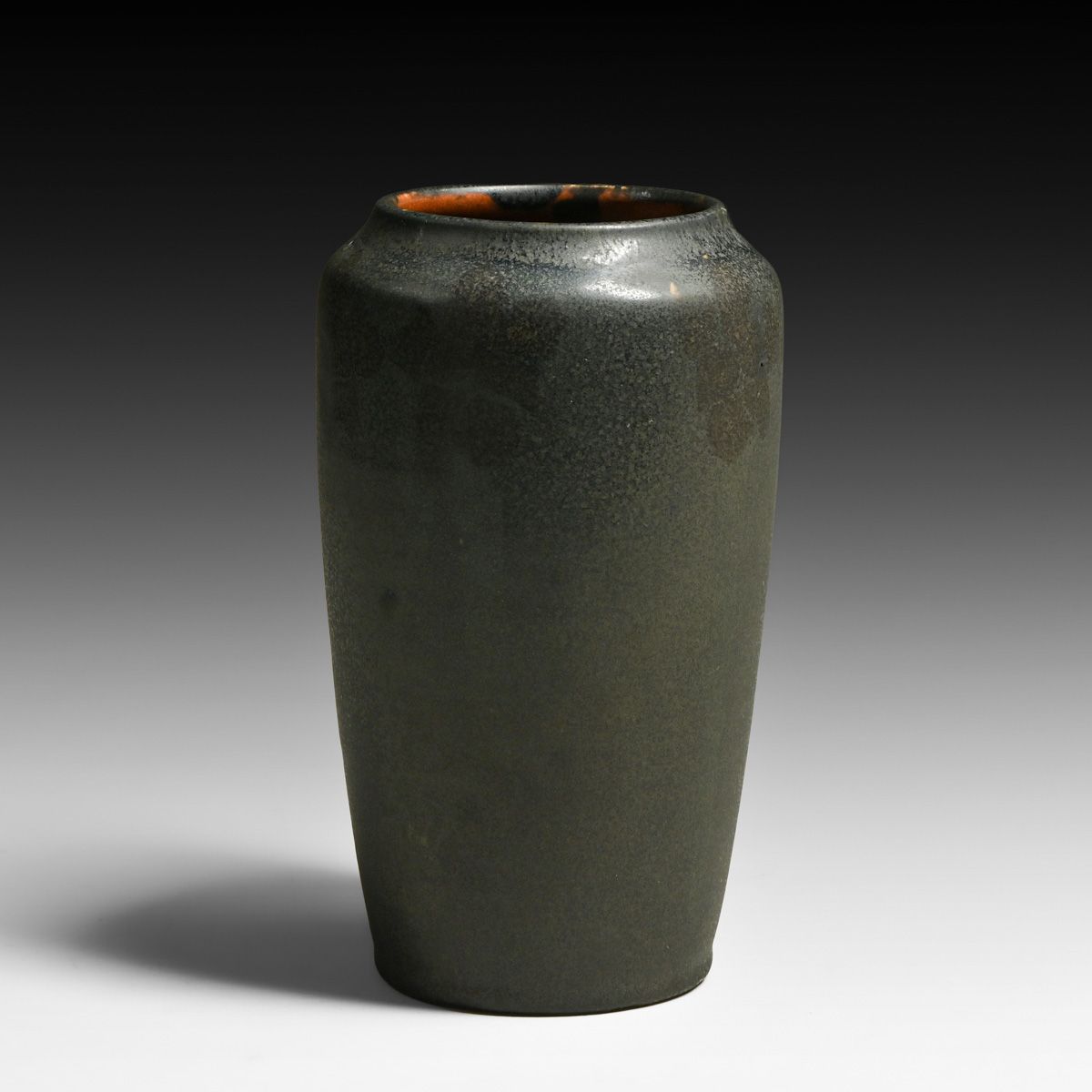 Walrath Pottery Dark Matte Glazed Pinecone Decorated Vase c1910