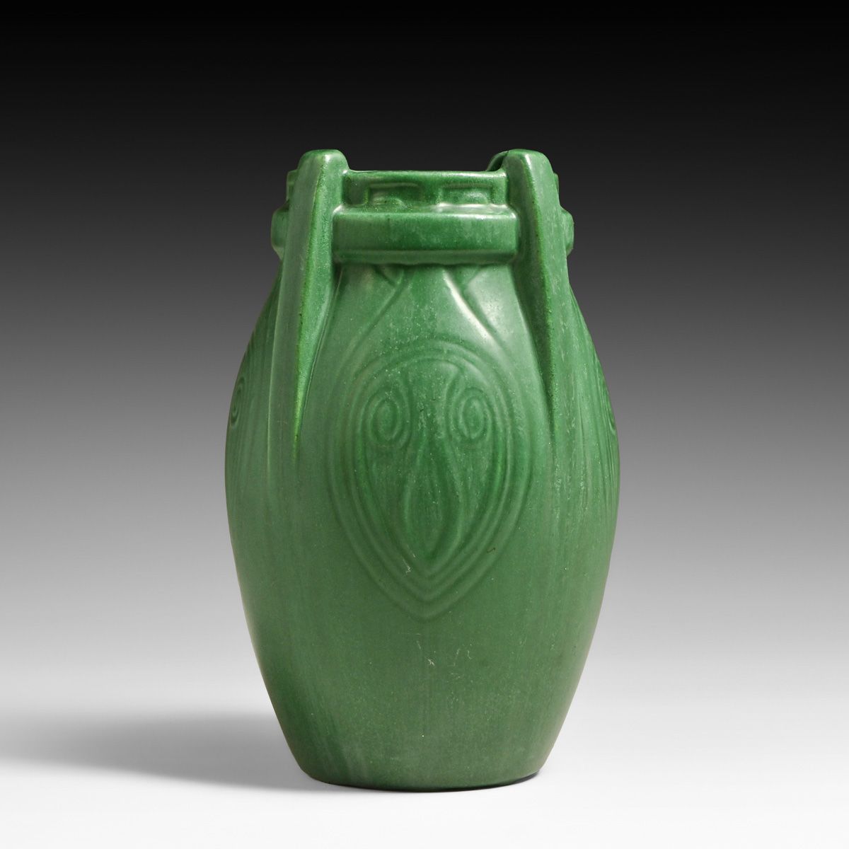 Weller Bedford Matte Green Buttress Vase c1910