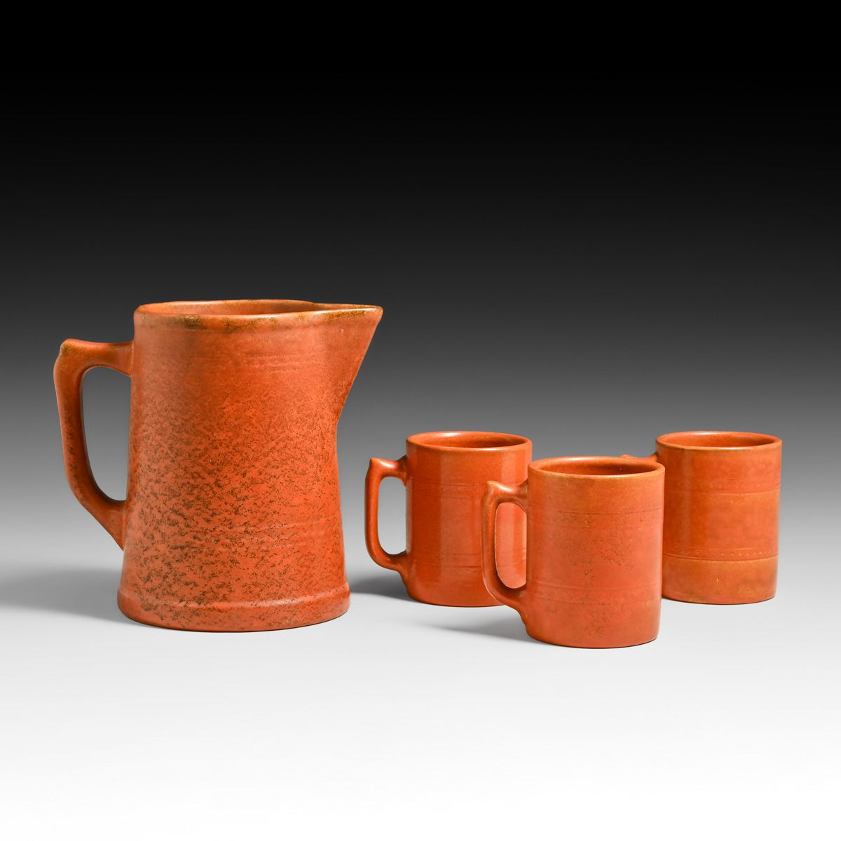 Pacific Pottery Apache Red Pitcher & Mug Set c1930s