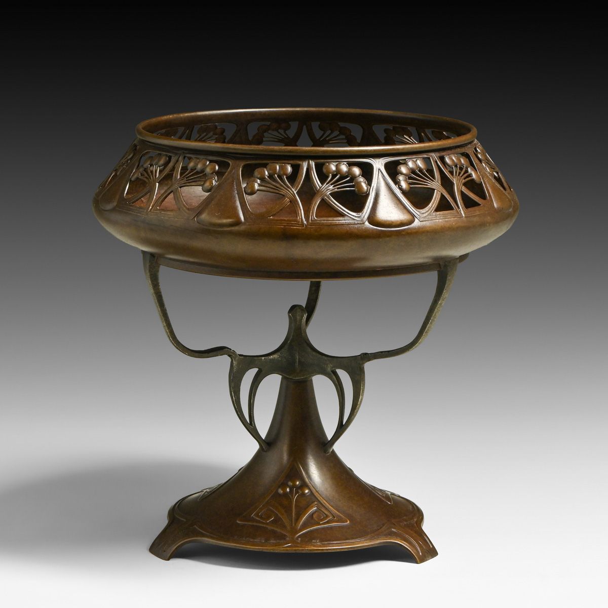 Austro-German Jugendstil Pierced Bronze Patinated Centerpiece c1905