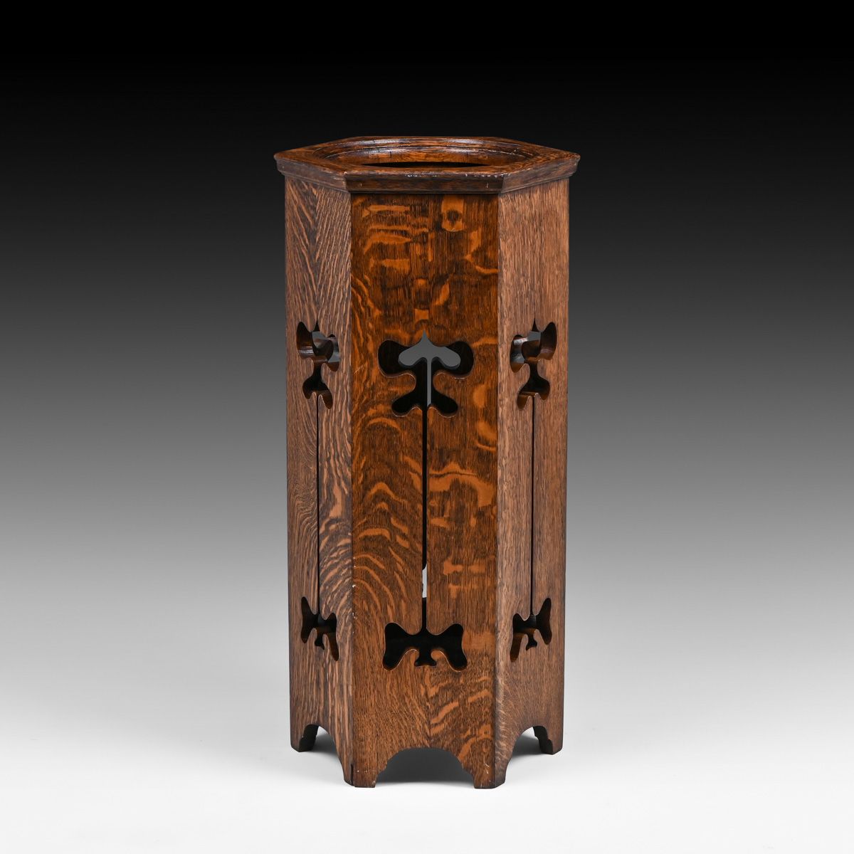 David Kendall – Phoenix Furniture Co #744 Cutout Hexagonal Umbrella Stand c1898