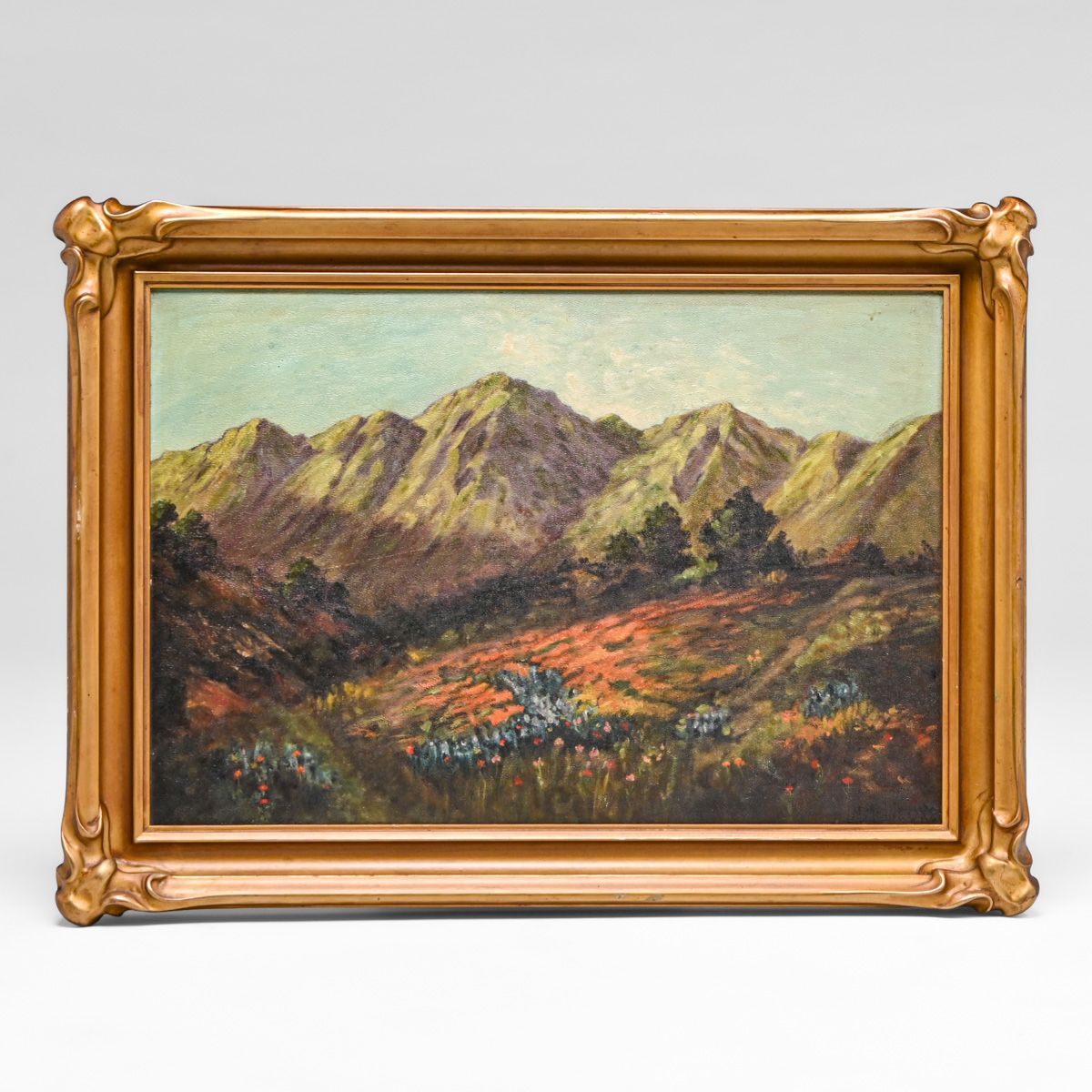 M. Meinecke California Poppies & Lupine Northern California Painting c1920