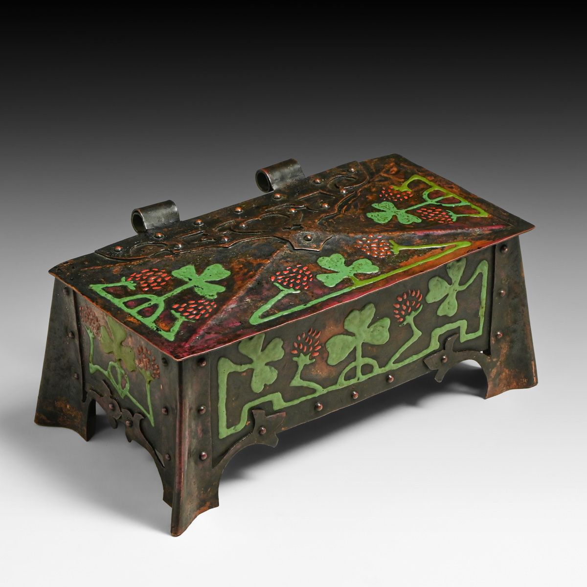 Art Crafts Shop - Buffalo, NY #180 Copper & Enamel Jewelry Box c1905