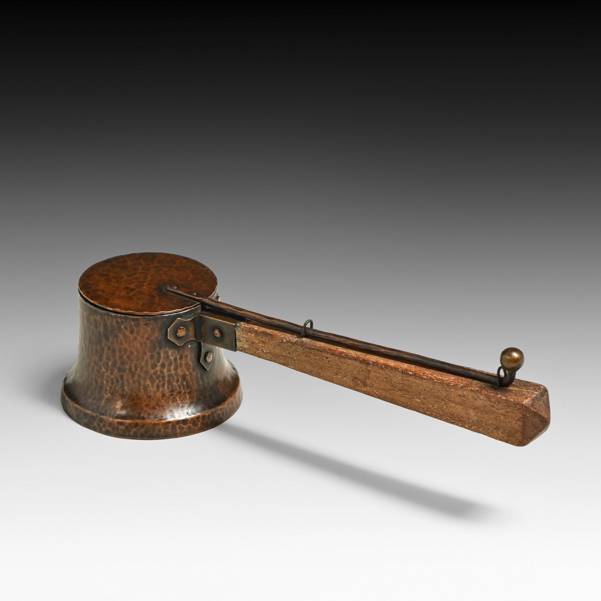 Roycroft Hammered Copper & Oak Chafing Dish Burner c1915
