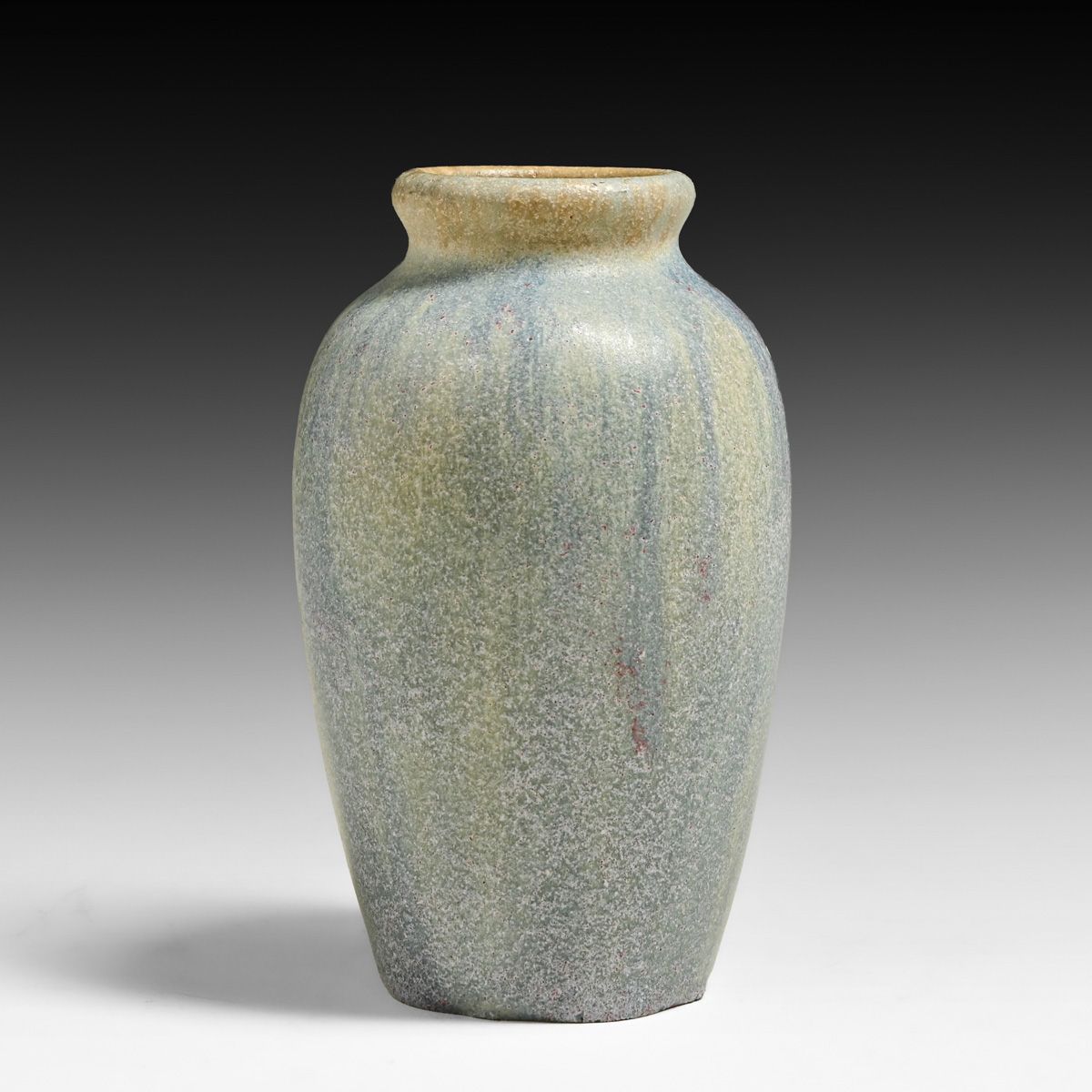 Fulper Pottery Mottled Flambé Ovoid Cabinet Vase c1910s