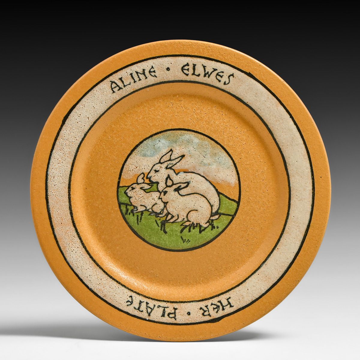 Saturday Evening Girls Paul Revere Pottery Rabbit Child's Plate c1928