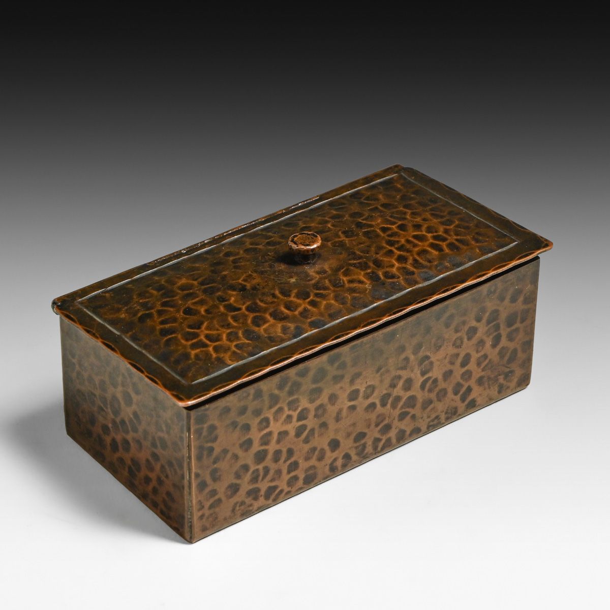 Gustav Stickley Hammered Copper Stamp Box c1910