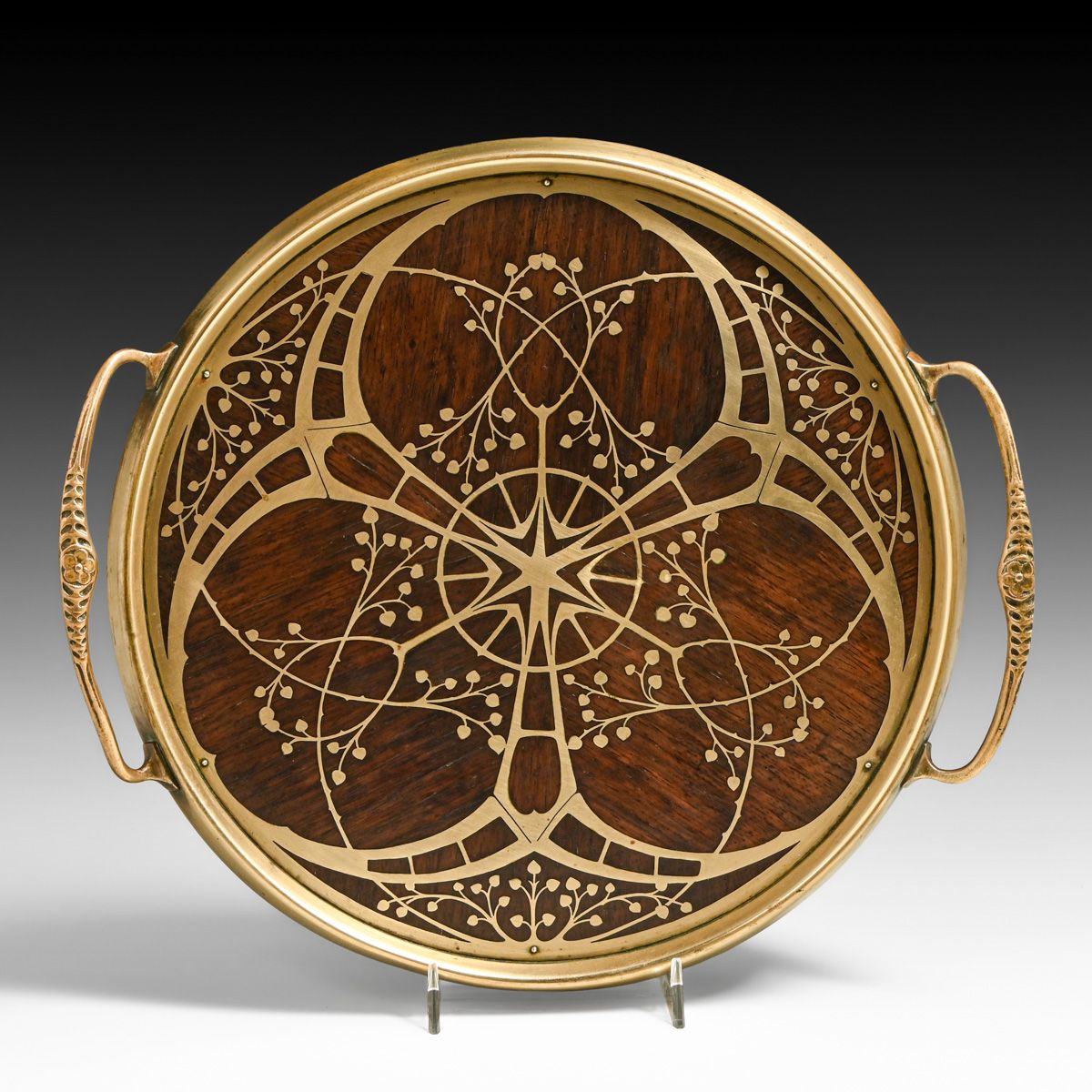 Erhard & Sohne – German Arts & Crafts Mahogany & Brass Two-Handled Tray c1905