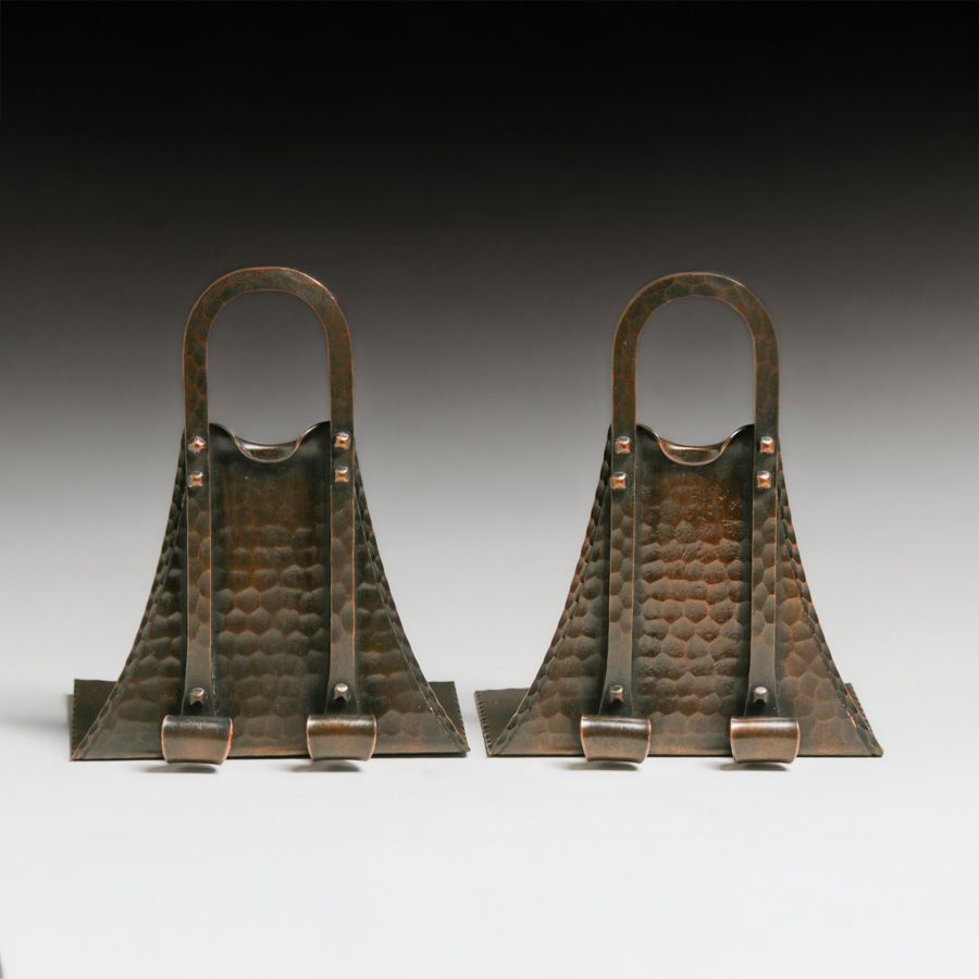 Roycroft Hammered Copper Bookends c1920s