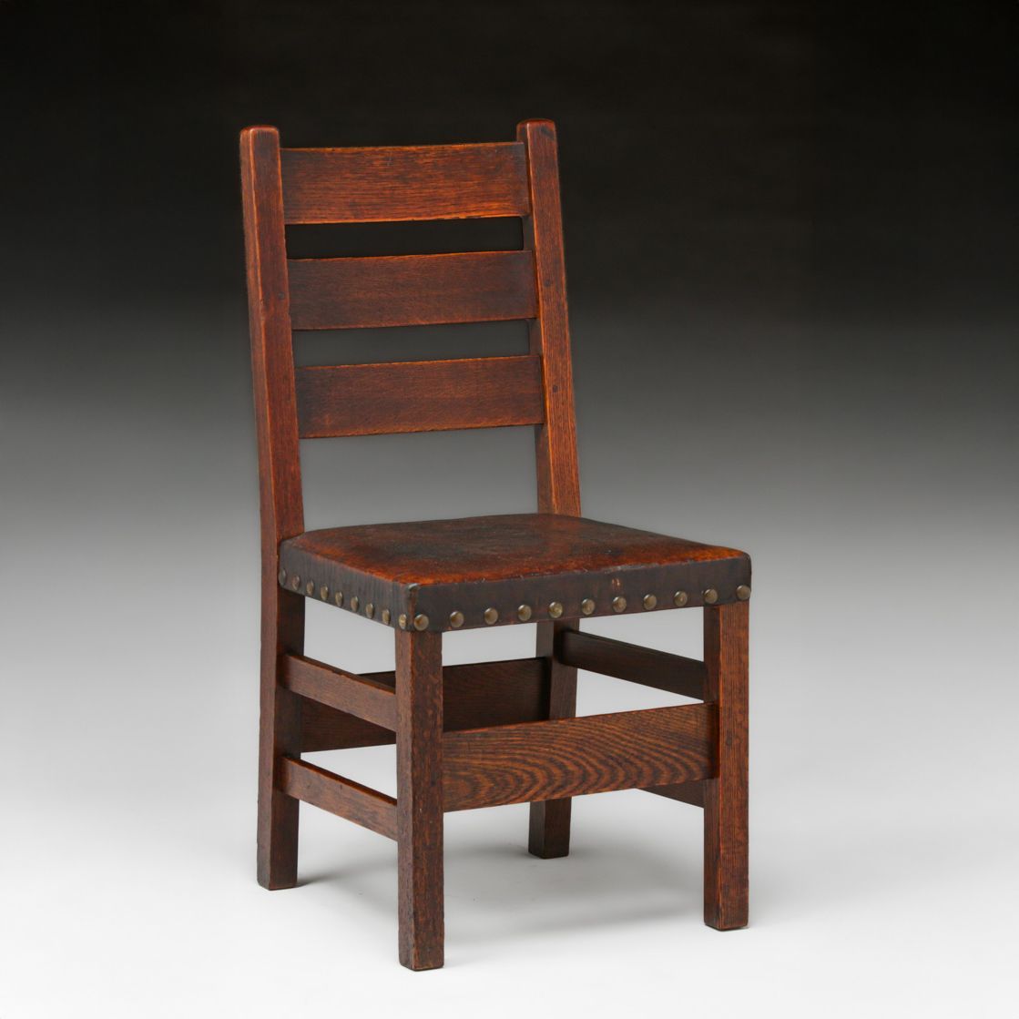 Gustav Stickley #349 1/2 Heavy Ladderback Side Chair c1912-1915.
