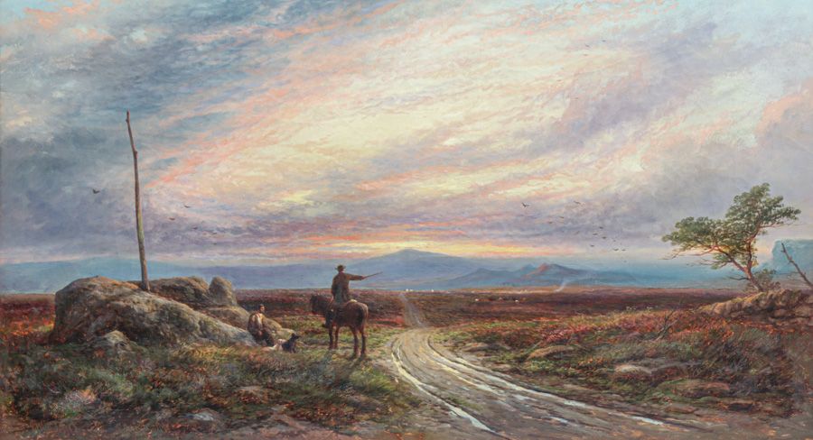 Joseph Wrightson McIntyre (British 1841 - 1897) Large Oil Painting "Stanage Pole" c1870s