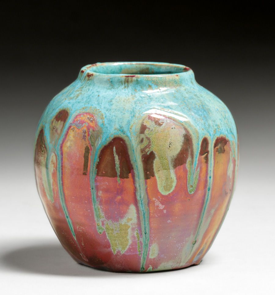 Pewabic Pottery Iridescent Drip Vase c1920s