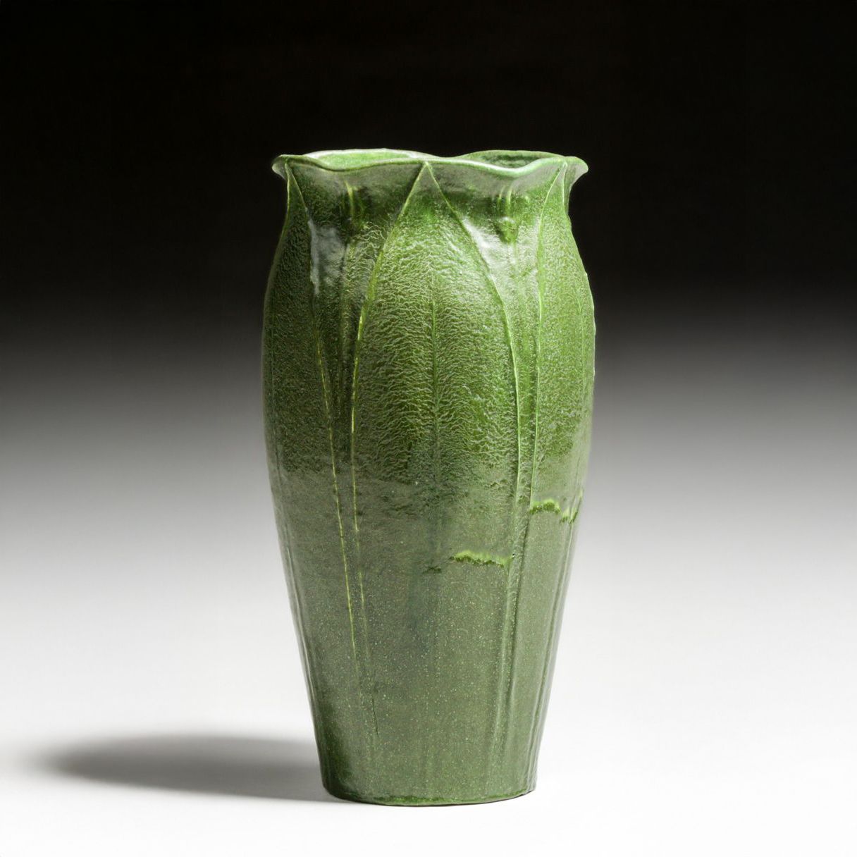 Grueby Pottery Crisp Matte Green Leaves & Buds Vase c1905