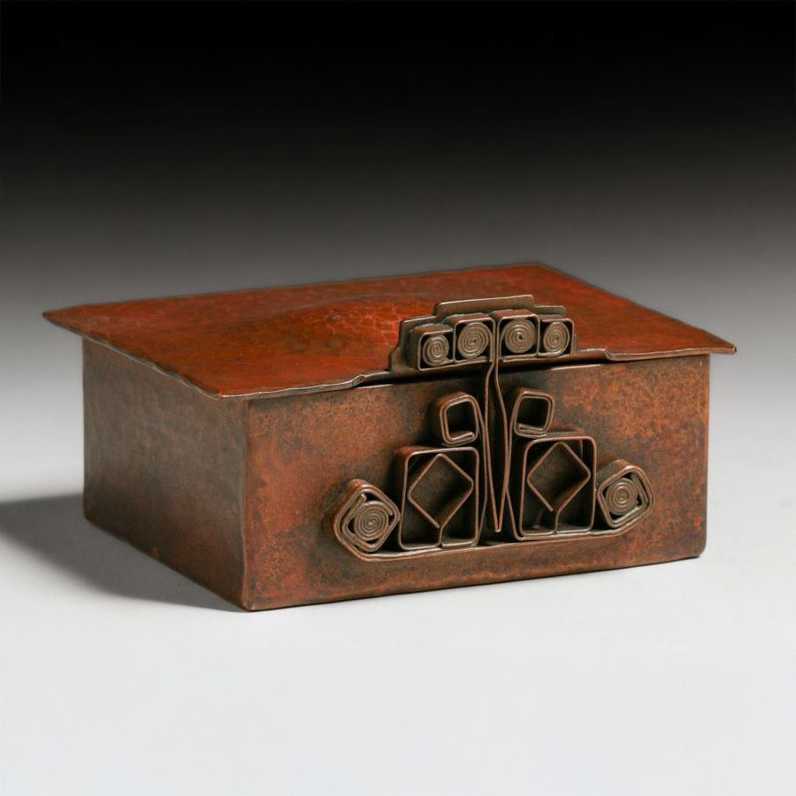 Harry St John Dixon – Byard Tully Hammered Copper Puzzle Box c1926-1932