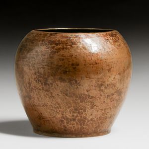 Dirk van Erp Hammered Copper Spherical Vase c1911-1912