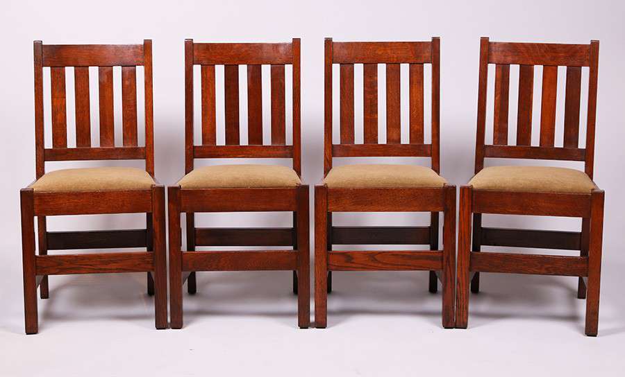 Set of 4 Mission Oak Dining Chairs c1910 California Historical