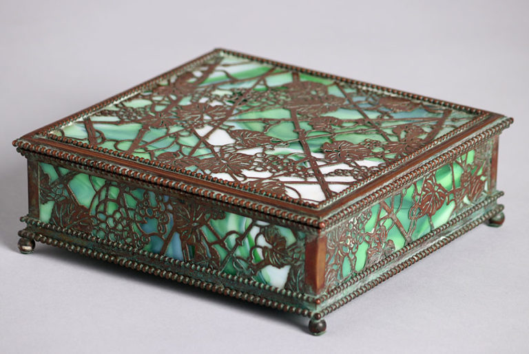 Tiffany Studios Grapevine Overlay Jewelry Box California Historical Design