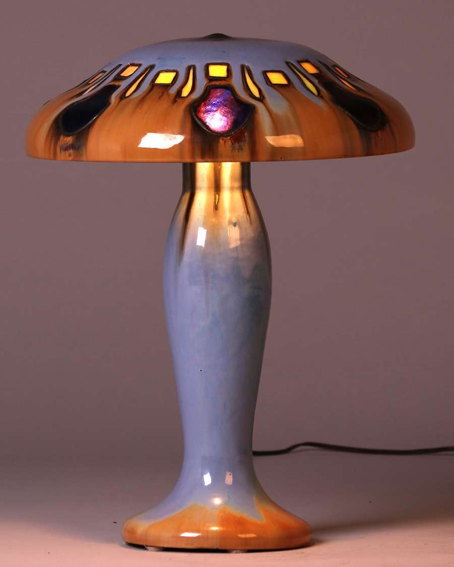 California Historical Design | Fulper Pottery – leaded glass mushroom
