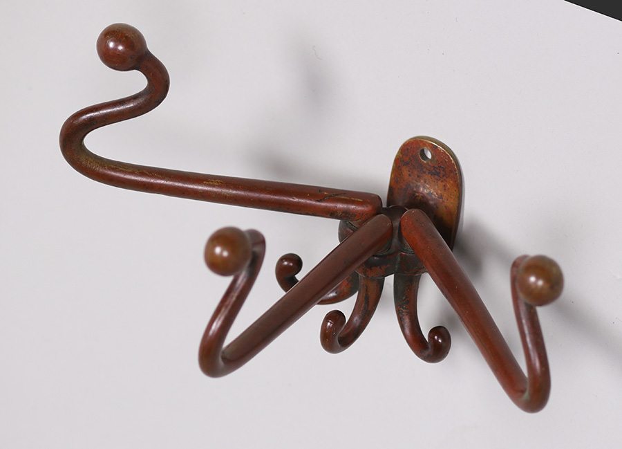 Arts & Crafts Bronze Triple Coat Hooks c1900-1910