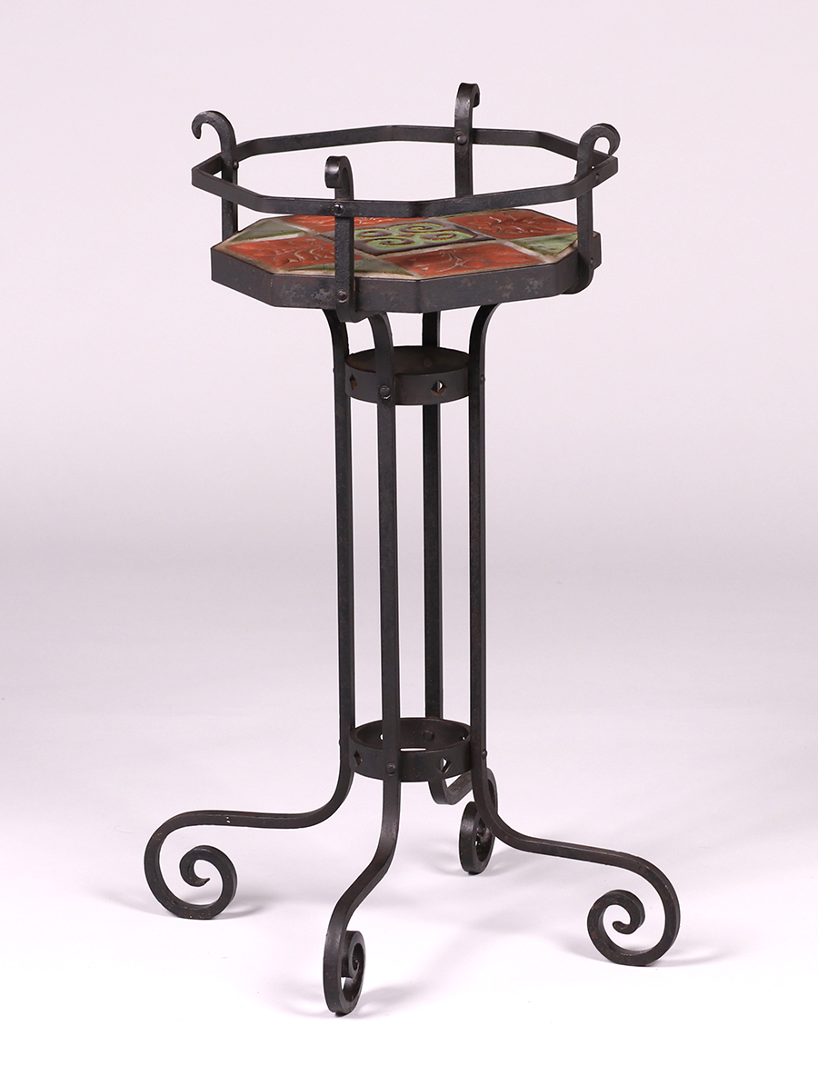 California Historical Design | Grueby Tile-Top Hand-Forged ...